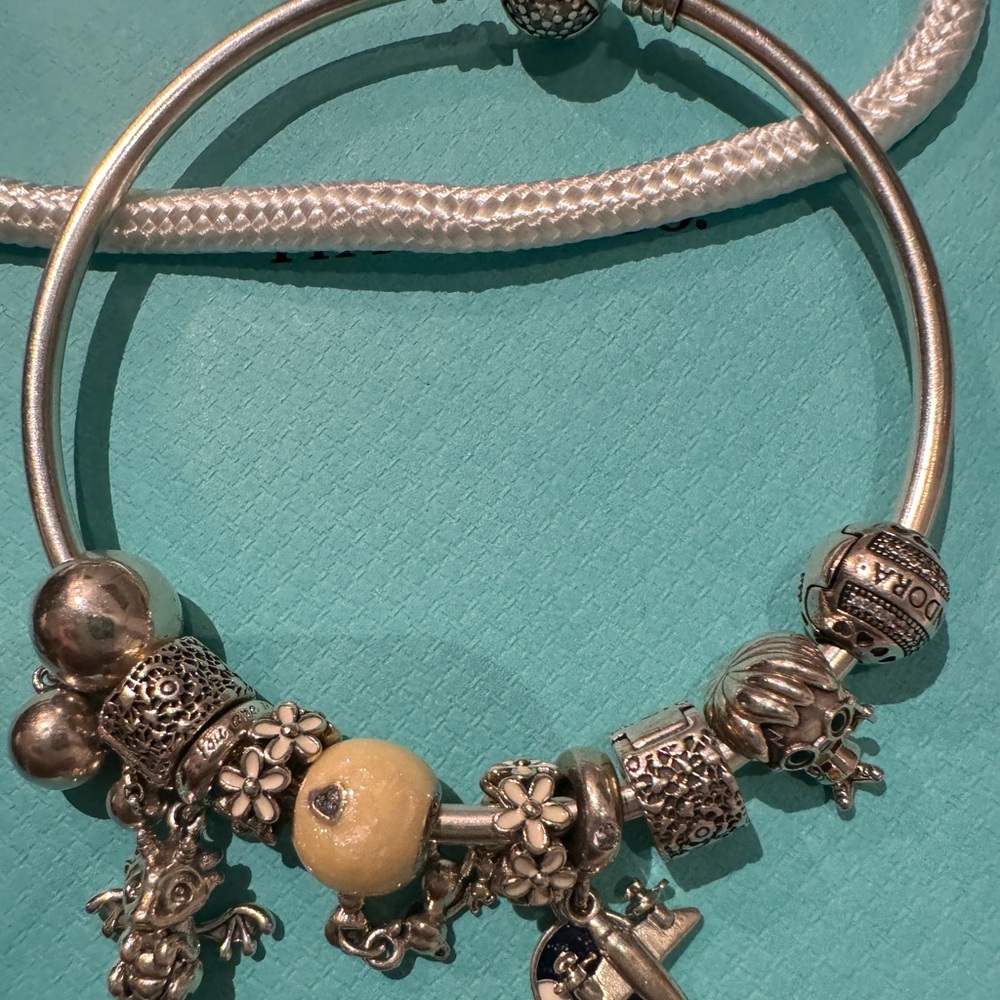 Pandora large bracelet with 10  charms